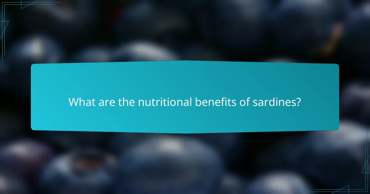What are the nutritional benefits of sardines?